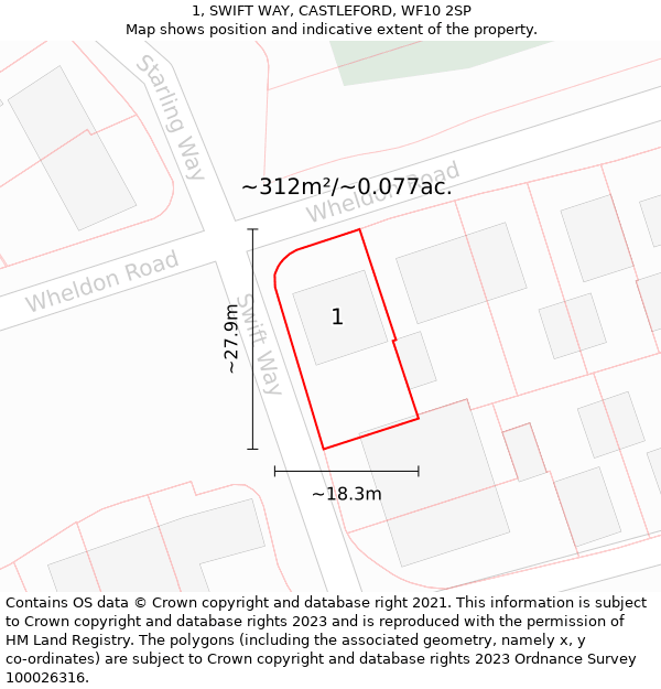 1, SWIFT WAY, CASTLEFORD, WF10 2SP: Plot and title map