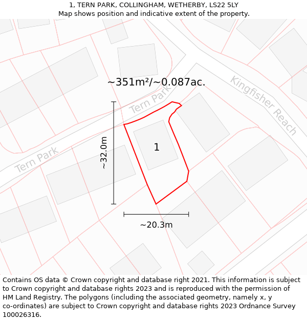 1, TERN PARK, COLLINGHAM, WETHERBY, LS22 5LY: Plot and title map