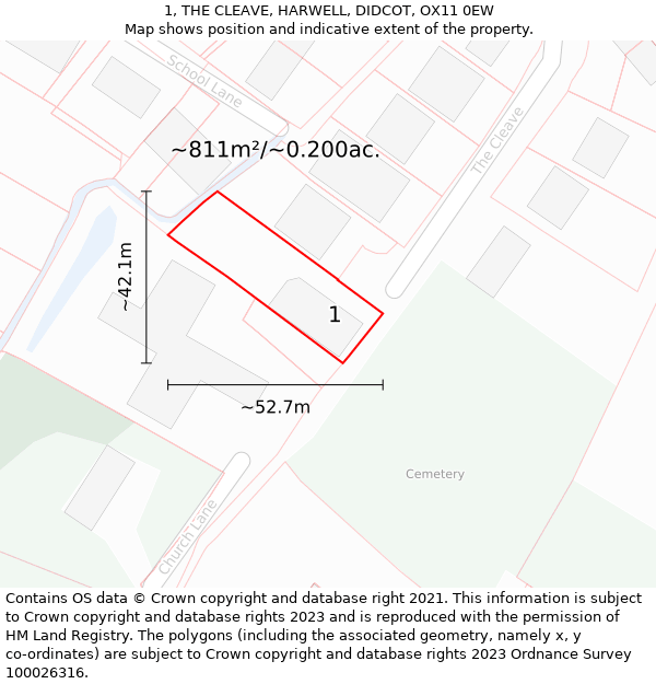 1, THE CLEAVE, HARWELL, DIDCOT, OX11 0EW: Plot and title map