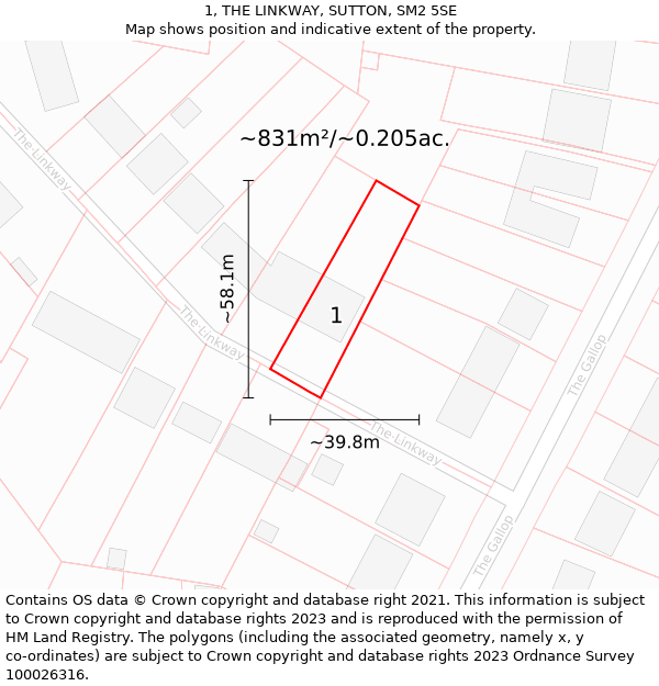 1, THE LINKWAY, SUTTON, SM2 5SE: Plot and title map