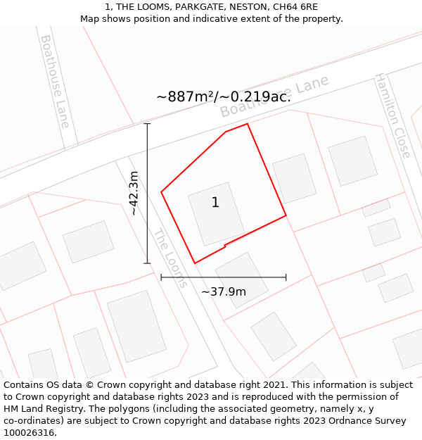 1, THE LOOMS, PARKGATE, NESTON, CH64 6RE: Plot and title map