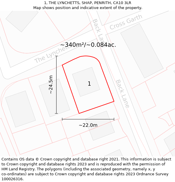 1, THE LYNCHETTS, SHAP, PENRITH, CA10 3LR: Plot and title map