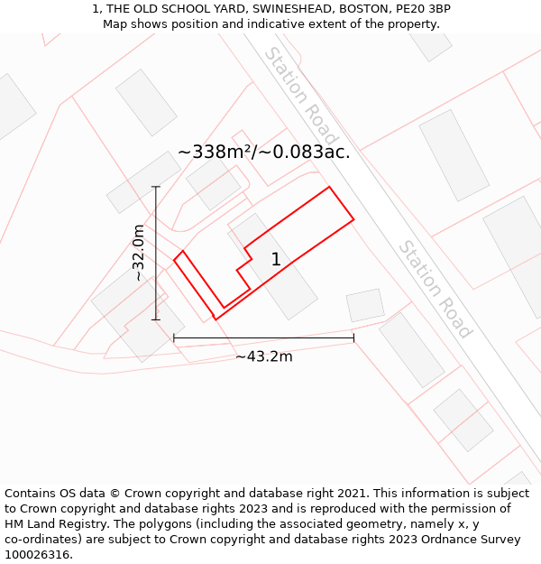 1, THE OLD SCHOOL YARD, SWINESHEAD, BOSTON, PE20 3BP: Plot and title map