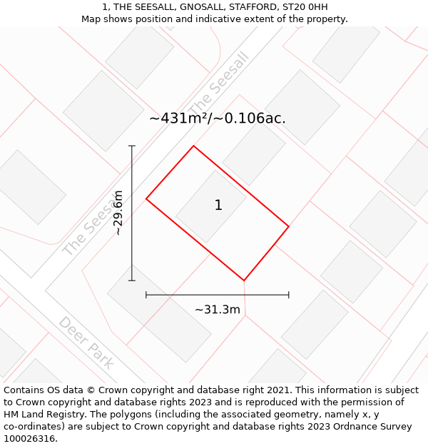 1, THE SEESALL, GNOSALL, STAFFORD, ST20 0HH: Plot and title map