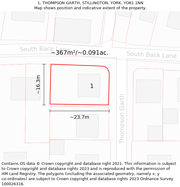 1, THOMPSON GARTH, STILLINGTON, YORK, YO61 1NN: Plot and title map