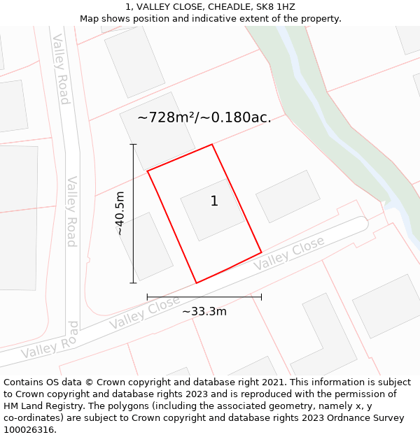 1, VALLEY CLOSE, CHEADLE, SK8 1HZ: Plot and title map