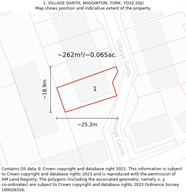 1, VILLAGE GARTH, WIGGINTON, YORK, YO32 2QU: Plot and title map