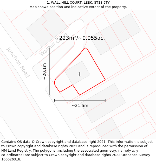 1, WALL HILL COURT, LEEK, ST13 5TY: Plot and title map