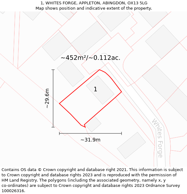 1, WHITES FORGE, APPLETON, ABINGDON, OX13 5LG: Plot and title map