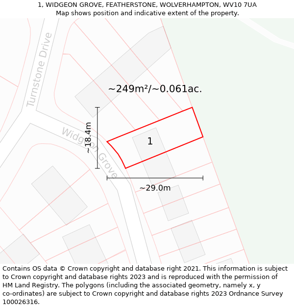 1, WIDGEON GROVE, FEATHERSTONE, WOLVERHAMPTON, WV10 7UA: Plot and title map