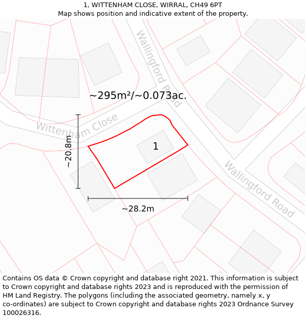 1, WITTENHAM CLOSE, WIRRAL, CH49 6PT: Plot and title map