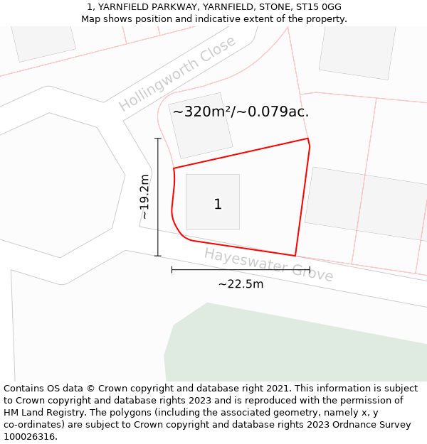 1, YARNFIELD PARKWAY, YARNFIELD, STONE, ST15 0GG: Plot and title map