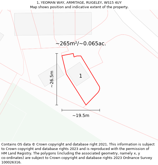 1, YEOMAN WAY, ARMITAGE, RUGELEY, WS15 4UY: Plot and title map