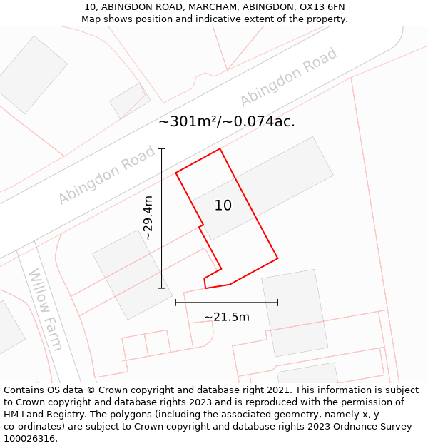 10, ABINGDON ROAD, MARCHAM, ABINGDON, OX13 6FN: Plot and title map