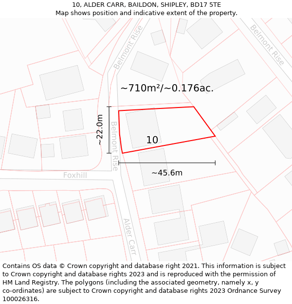 10, ALDER CARR, BAILDON, SHIPLEY, BD17 5TE: Plot and title map