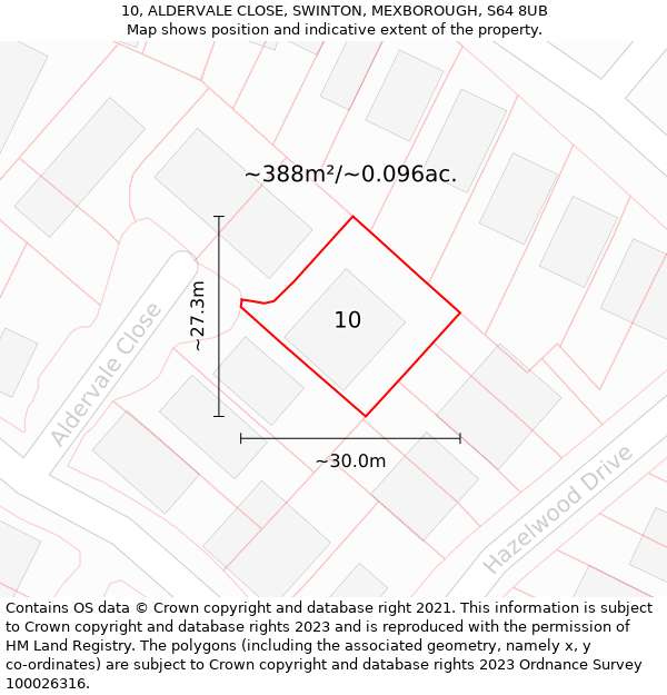 10, ALDERVALE CLOSE, SWINTON, MEXBOROUGH, S64 8UB: Plot and title map