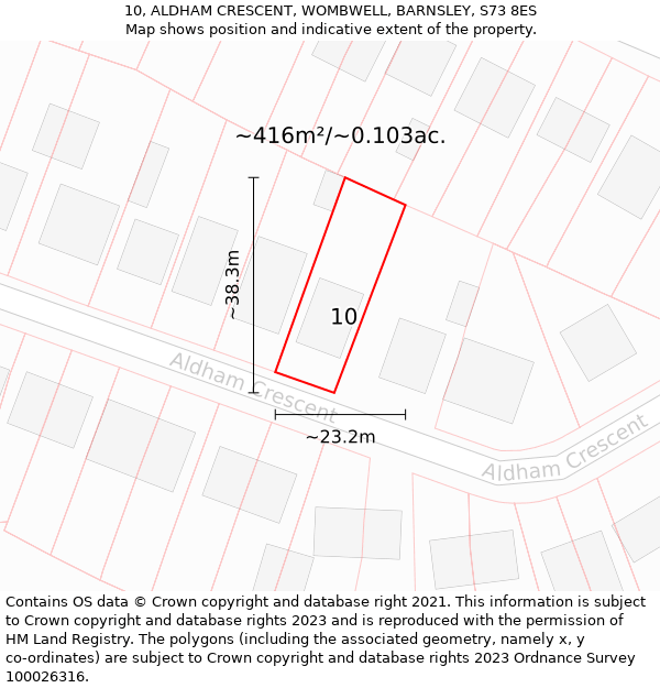 10, ALDHAM CRESCENT, WOMBWELL, BARNSLEY, S73 8ES: Plot and title map