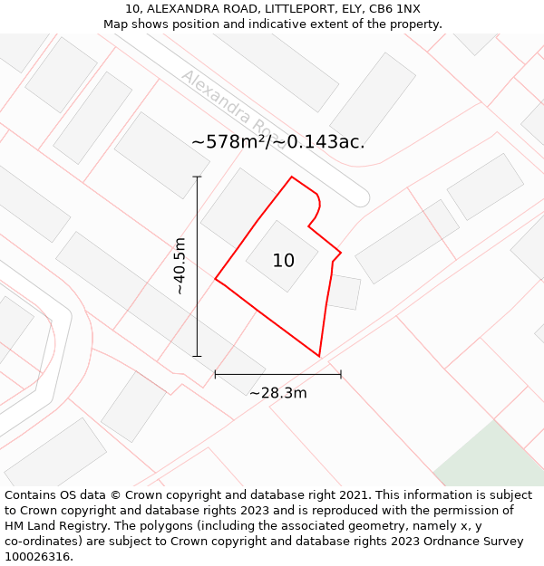 10, ALEXANDRA ROAD, LITTLEPORT, ELY, CB6 1NX: Plot and title map