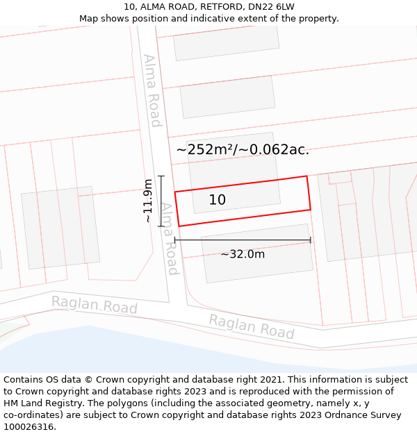 10, ALMA ROAD, RETFORD, DN22 6LW: Plot and title map