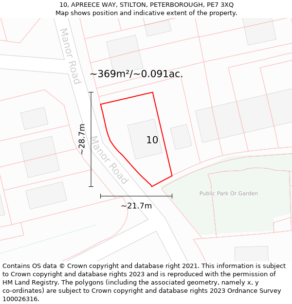 10, APREECE WAY, STILTON, PETERBOROUGH, PE7 3XQ: Plot and title map