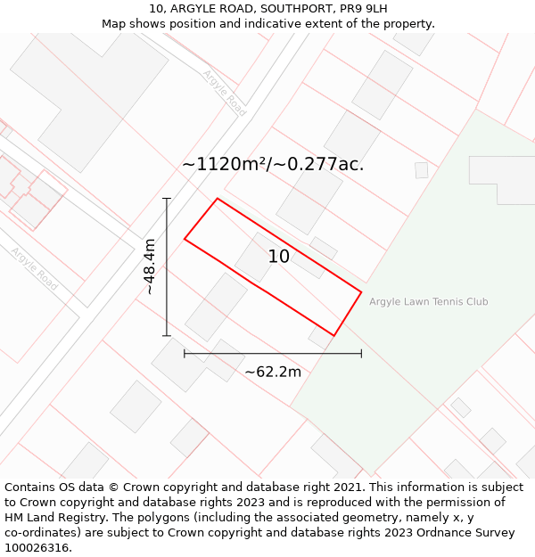 10, ARGYLE ROAD, SOUTHPORT, PR9 9LH: Plot and title map