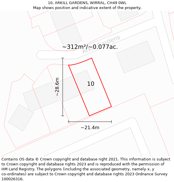 10, ARKILL GARDENS, WIRRAL, CH49 0WL: Plot and title map