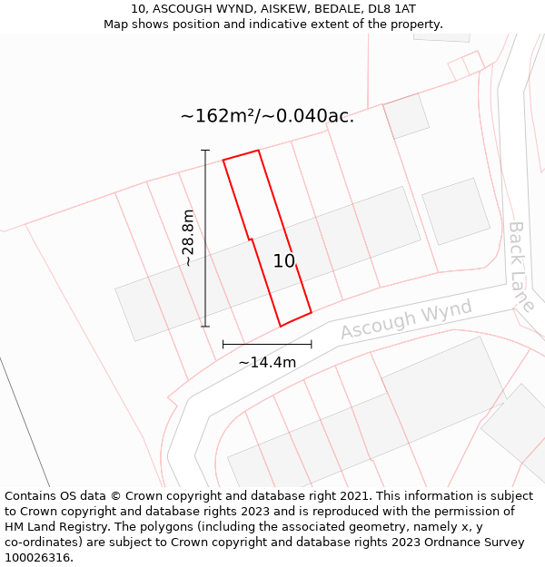 10, ASCOUGH WYND, AISKEW, BEDALE, DL8 1AT: Plot and title map