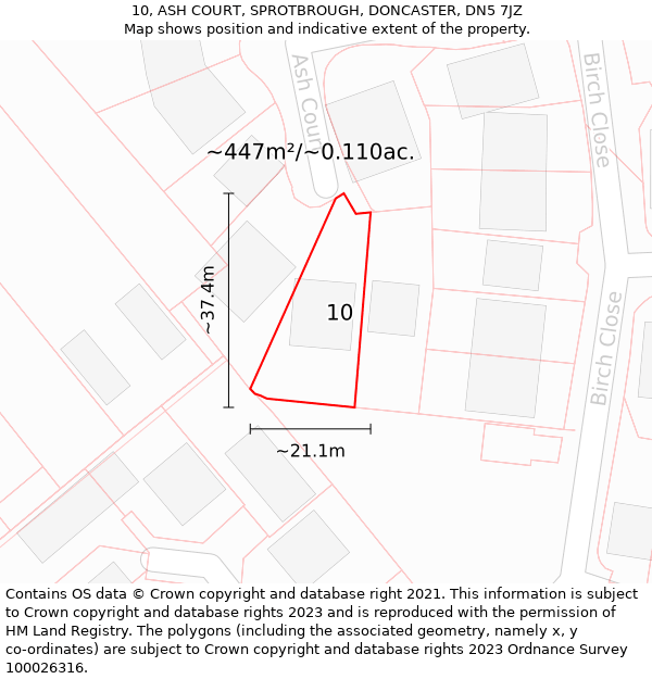 10, ASH COURT, SPROTBROUGH, DONCASTER, DN5 7JZ: Plot and title map