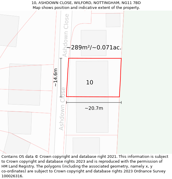 10, ASHDOWN CLOSE, WILFORD, NOTTINGHAM, NG11 7BD: Plot and title map