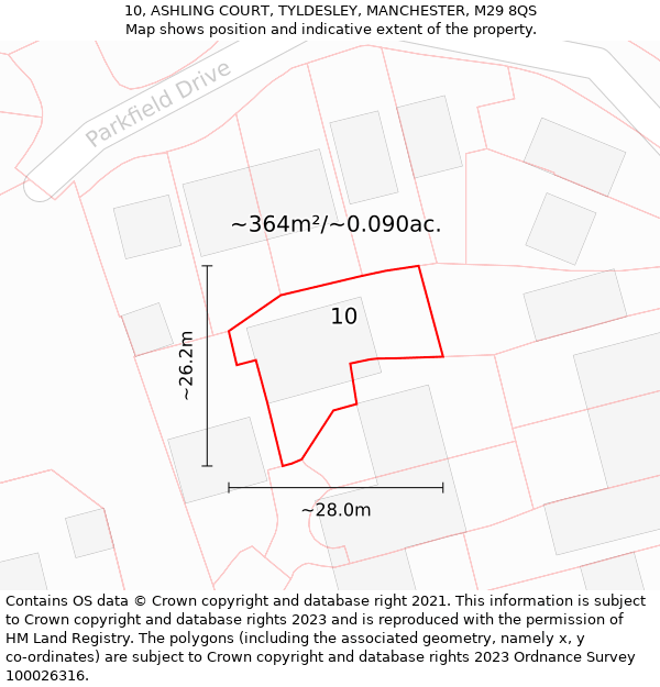 10, ASHLING COURT, TYLDESLEY, MANCHESTER, M29 8QS: Plot and title map