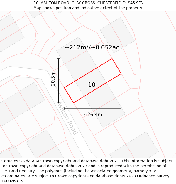 10, ASHTON ROAD, CLAY CROSS, CHESTERFIELD, S45 9FA: Plot and title map