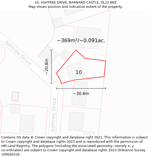 10, ASHTREE DRIVE, BARNARD CASTLE, DL12 8NZ: Plot and title map