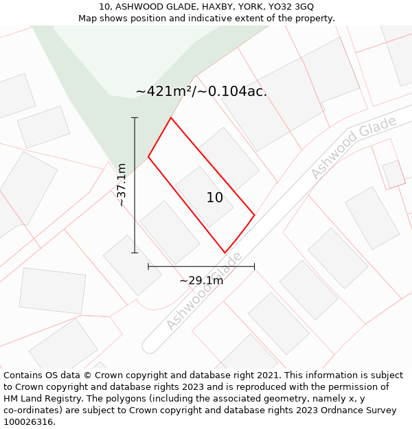 10, ASHWOOD GLADE, HAXBY, YORK, YO32 3GQ: Plot and title map