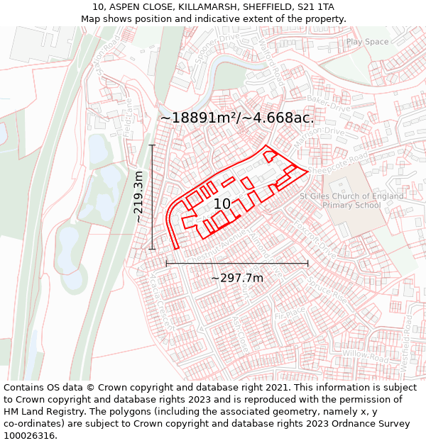 10, ASPEN CLOSE, KILLAMARSH, SHEFFIELD, S21 1TA: Plot and title map