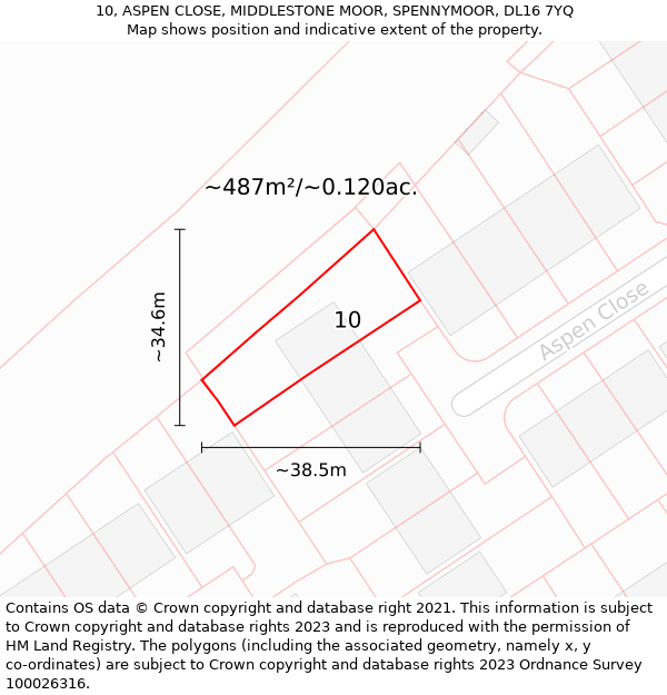 10, ASPEN CLOSE, MIDDLESTONE MOOR, SPENNYMOOR, DL16 7YQ: Plot and title map
