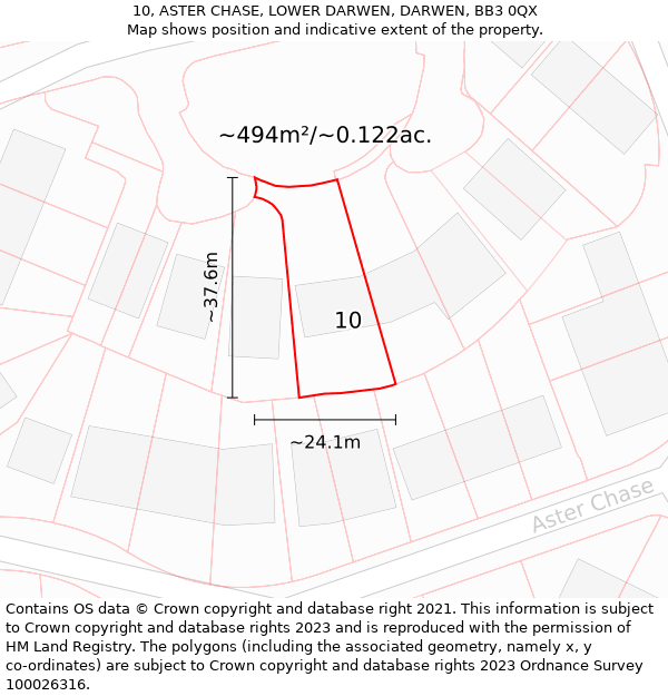 10, ASTER CHASE, LOWER DARWEN, DARWEN, BB3 0QX: Plot and title map