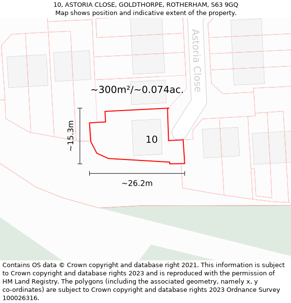 10, ASTORIA CLOSE, GOLDTHORPE, ROTHERHAM, S63 9GQ: Plot and title map