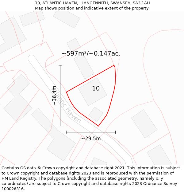 10, ATLANTIC HAVEN, LLANGENNITH, SWANSEA, SA3 1AH: Plot and title map