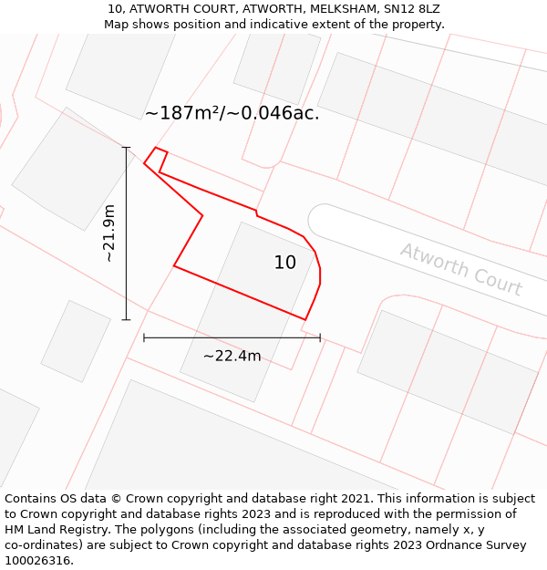 10, ATWORTH COURT, ATWORTH, MELKSHAM, SN12 8LZ: Plot and title map