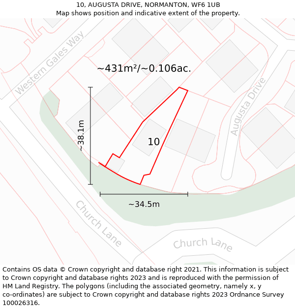 10, AUGUSTA DRIVE, NORMANTON, WF6 1UB: Plot and title map