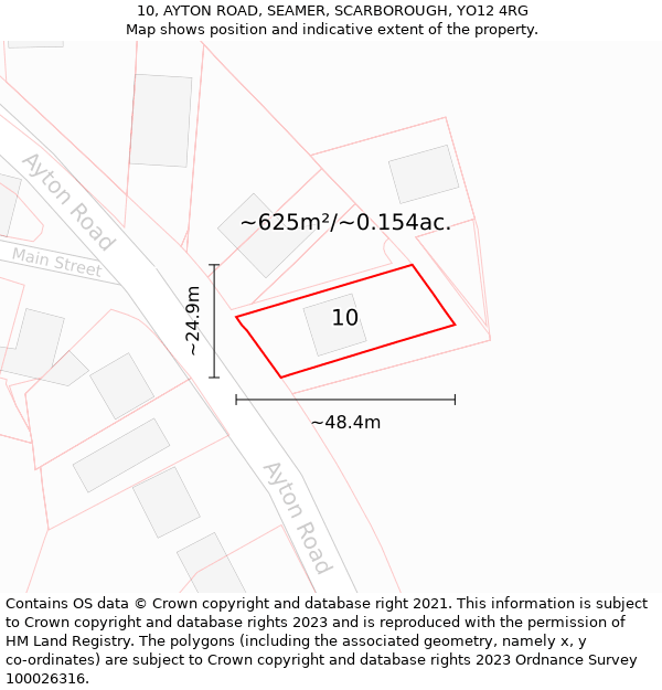 10, AYTON ROAD, SEAMER, SCARBOROUGH, YO12 4RG: Plot and title map