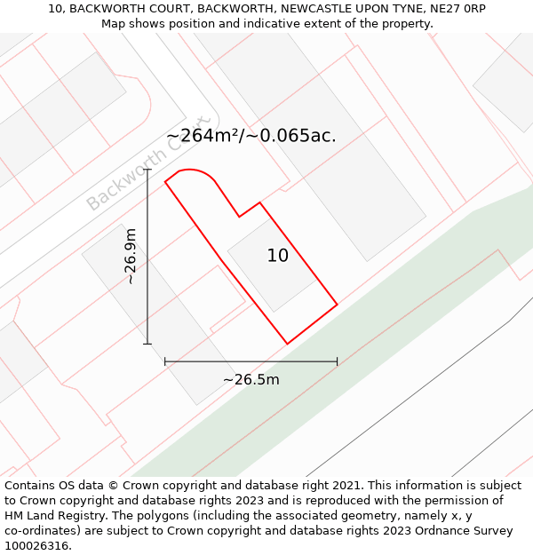 10, BACKWORTH COURT, BACKWORTH, NEWCASTLE UPON TYNE, NE27 0RP: Plot and title map