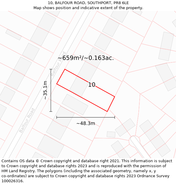 10, BALFOUR ROAD, SOUTHPORT, PR8 6LE: Plot and title map