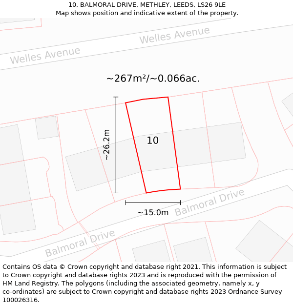 10, BALMORAL DRIVE, METHLEY, LEEDS, LS26 9LE: Plot and title map