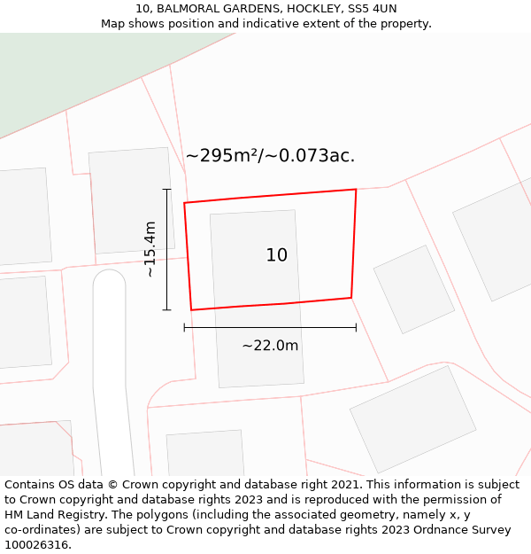 10, BALMORAL GARDENS, HOCKLEY, SS5 4UN: Plot and title map