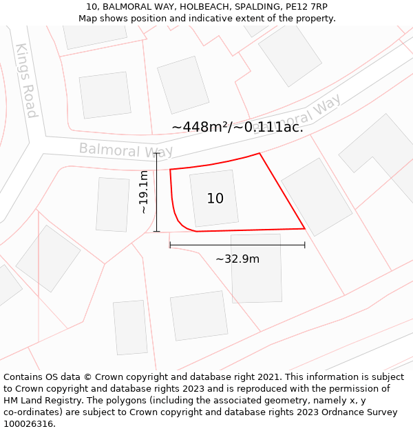 10, BALMORAL WAY, HOLBEACH, SPALDING, PE12 7RP: Plot and title map