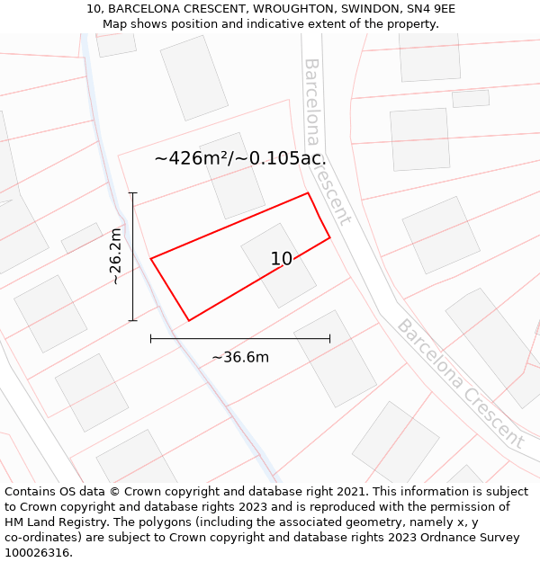 10, BARCELONA CRESCENT, WROUGHTON, SWINDON, SN4 9EE: Plot and title map