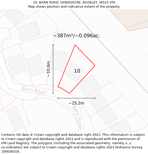 10, BARN ROAD, HANDSACRE, RUGELEY, WS15 4TA: Plot and title map