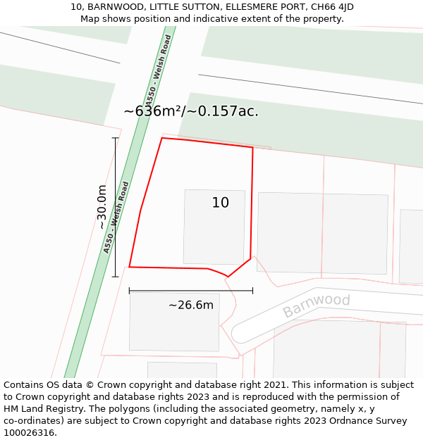 10, BARNWOOD, LITTLE SUTTON, ELLESMERE PORT, CH66 4JD: Plot and title map