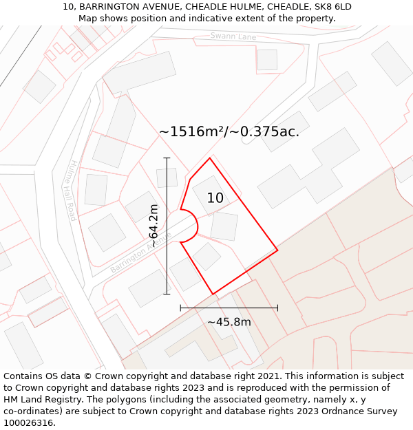 10, BARRINGTON AVENUE, CHEADLE HULME, CHEADLE, SK8 6LD: Plot and title map